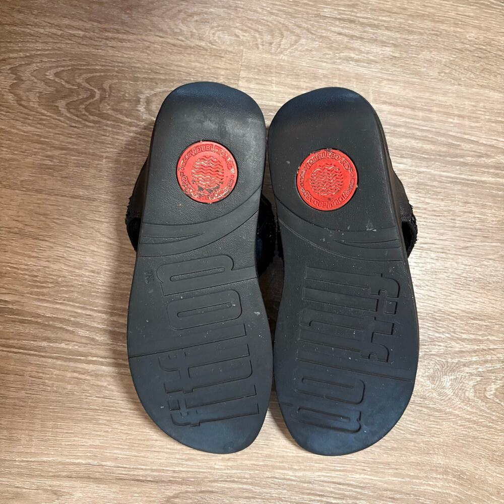 FitFlop Lulu CJ2-090 Black Shimmer Beaded Thong Sandals Size 9 EU 41 - Picture 3 of 11